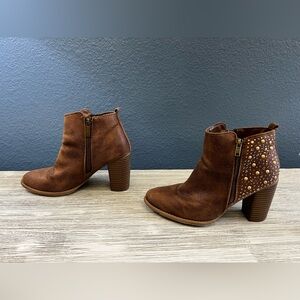 Maurices Brown Ankle Booties with Gold Studs